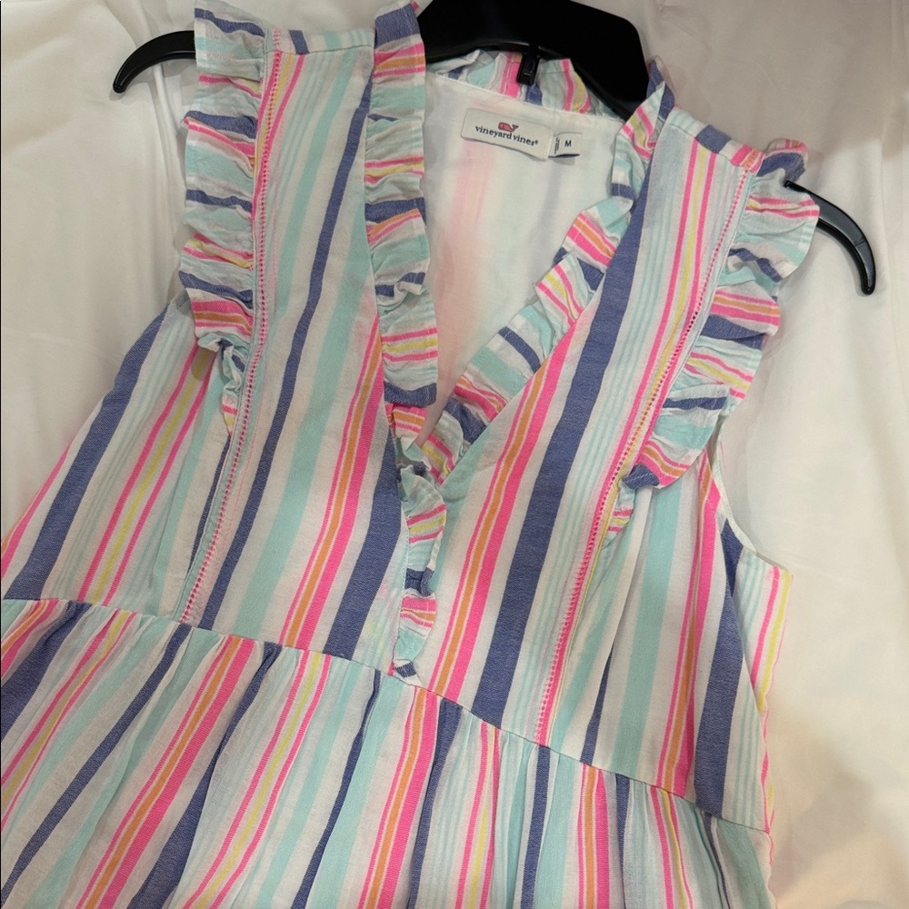 Vineyard Vines Multicolor Striped Ruffle Blouse